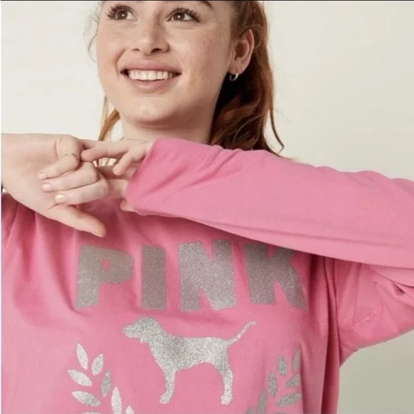 NWT VS PINK GLITTER LOGO SET - Picture 6 of 10